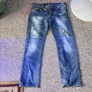 American Eagle Men's Blue Distressed Jeans